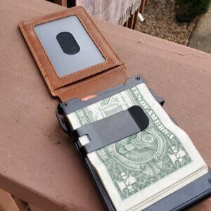 Faux Brown Leather Card-Dispensing Wallet - With AirTag Storage
